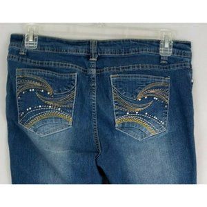 Blue Identity Jewelled Embroidered Whiskered Distressed Jean Shorts Size 12P
